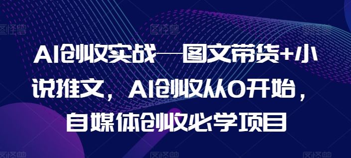 AI创收实战—图文带货+小说推文，AI创收从0开始，自媒体创收必学项目,速发云资源网