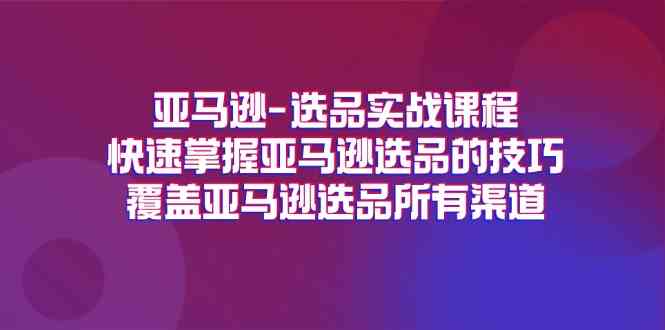 亚马逊选品实战课程，快速掌握亚马逊选品的技巧，覆盖亚马逊选品所有渠道,速发云资源网