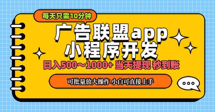 (11645期)小程序开发 广告赚钱 日入500~1000+ 小白轻松上手!,速发云资源网