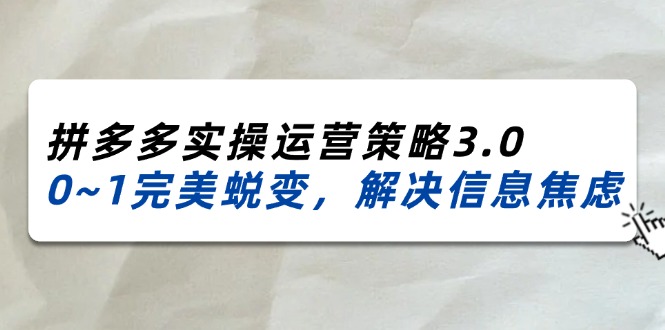 （11658期）2024_2025拼多多实操运营策略3.0，0~1完美蜕变，解决信息焦虑（38节）,速发云资源网