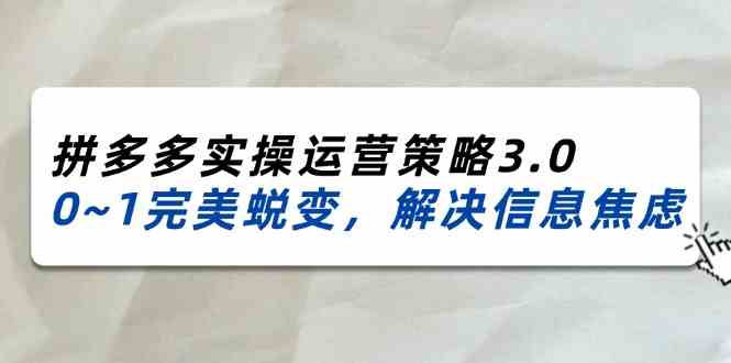2024-2025拼多多实操运营策略3.0,0~1完美蜕变,解决信息焦虑(38节),速发云资源网