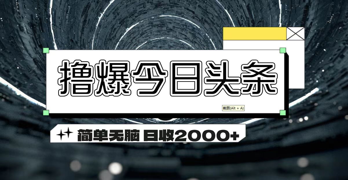 （11665期）撸爆今日头条 简单无脑操作 日收2000+,速发云资源网
