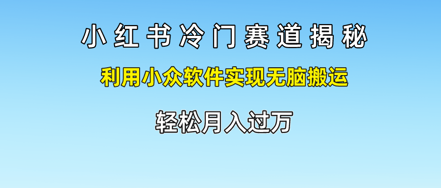 小红书冷门赛道揭秘,利用小众软件实现无脑搬运，轻松月入过万,速发云资源网
