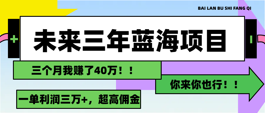 （11716期）未来三年，蓝海赛道，月入3万+,速发云资源网