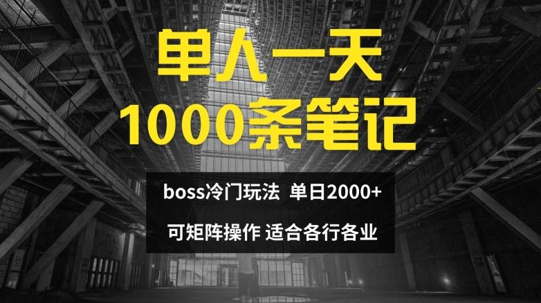 单人一天1000条笔记，日入2000+，BOSS直聘的正确玩法【揭秘】,速发云资源网