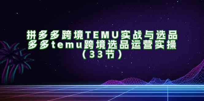拼多多跨境TEMU实战与选品，多多temu跨境选品运营实操（33节）,速发云资源网