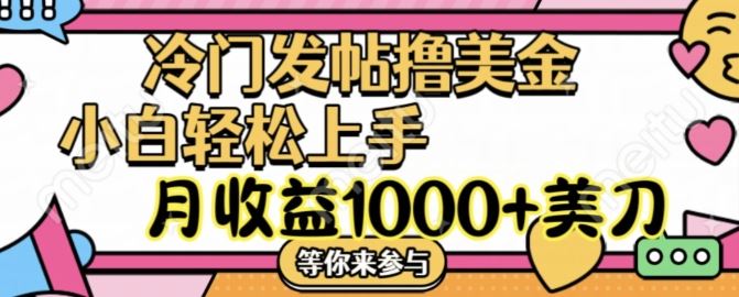冷门发帖撸美金项目，月收益1000+美金，简单无脑，干就完了【揭秘】,速发云资源网
