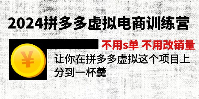（12024期）2024拼多多虚拟电商训练营 不s单 不改销量  做虚拟项目分一杯羹(更新10节),速发云资源网