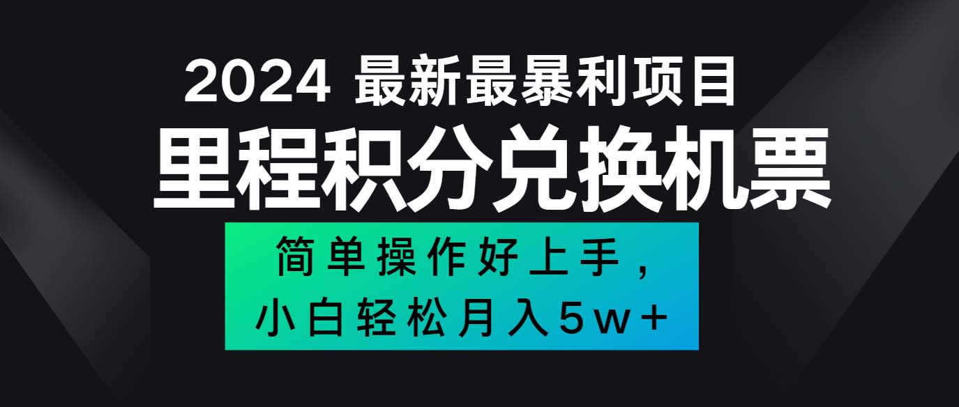 (12016期)2024最新里程积分兑换机票,手机操作小白轻松月入5万++,速发云资源网