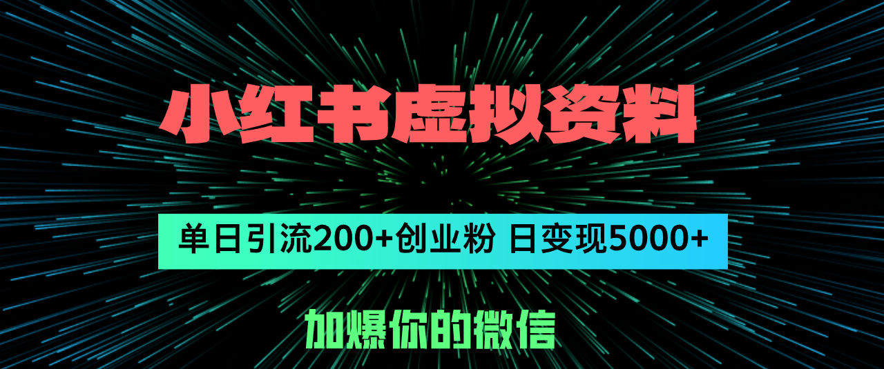 （12164期）小红书虚拟资料日引流200+创业粉，单日变现5000+,速发云资源网