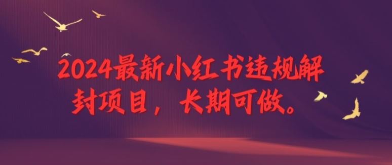 2024最新小红书违规解封项目,长期可做,一个可以做到退休的项目【揭秘】,速发云资源网
