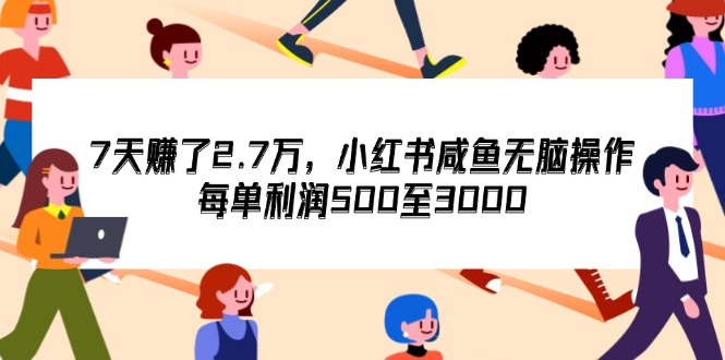 （12192期）7天收了2.7万，小红书咸鱼无脑操作，每单利润500至3000,速发云资源网