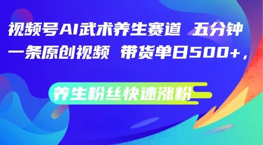 视频号AI武术养生赛道，五分钟一条原创视频，带货单日几张，养生粉丝快速涨粉【揭秘】,速发云资源网