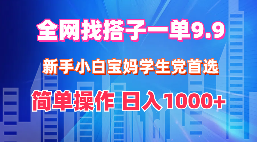 （12295期）全网找搭子1单9.9 新手小白宝妈学生党首选 简单操作 日入1000+,速发云资源网