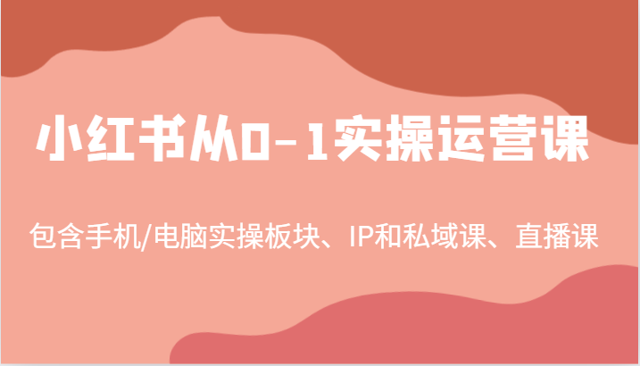 小红书从0-1实操运营课，包含手机/电脑实操板块、IP和私域课、直播课（97节）,速发云资源网