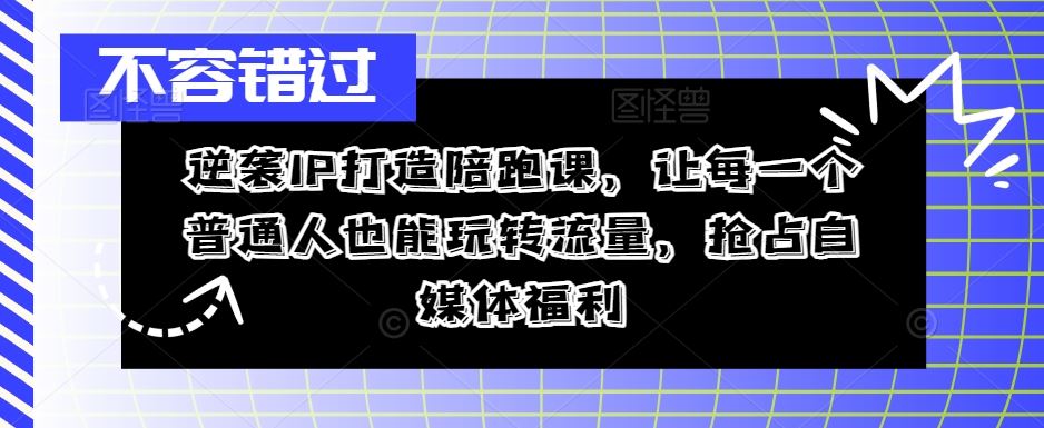 逆袭IP打造陪跑课,让每一个普通人也能玩转流量,抢占自媒体福利,速发云资源网