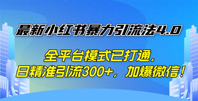 (12505期)最新小红书暴力引流法4.0, 全平台模式已打通,日精准引流300+,加爆微…,速发云资源网