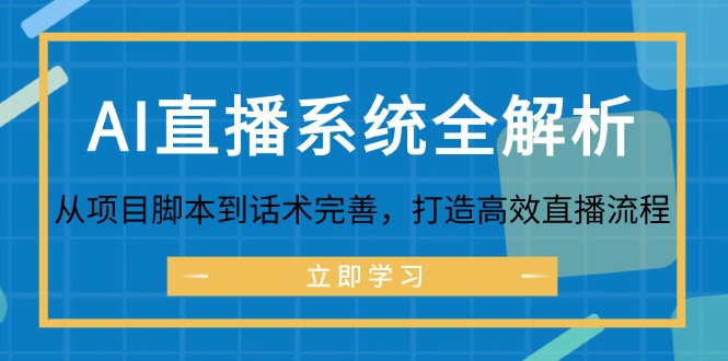 （12509期）AI直播系统全解析：从项目脚本到话术完善，打造高效直播流程,速发云资源网