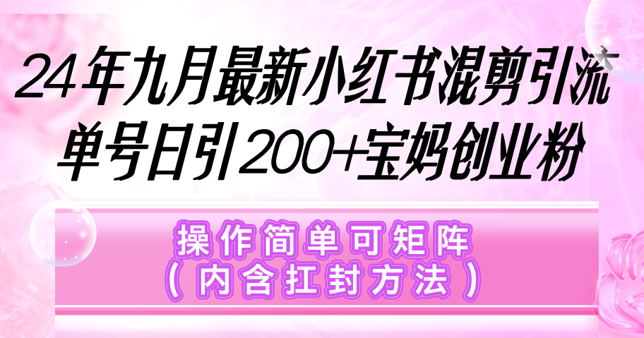 （12530期）小红书混剪引流，单号日引200+宝妈创业粉，操作简单可矩阵（内含扛封…,速发云资源网