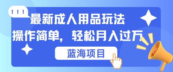 最新成人用品项目玩法，操作简单，动动手，轻松日入几张【揭秘】,速发云资源网