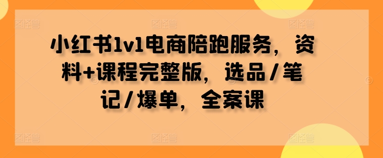 小红书1v1电商陪跑服务，资料+课程完整版，选品/笔记/爆单，全案课,速发云资源网