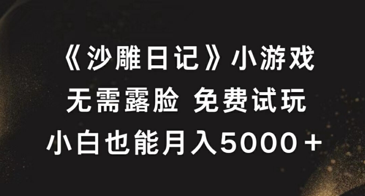 《沙雕日记》小游戏，无需露脸免费试玩，小白也能月入5000+【揭秘】,速发云资源网