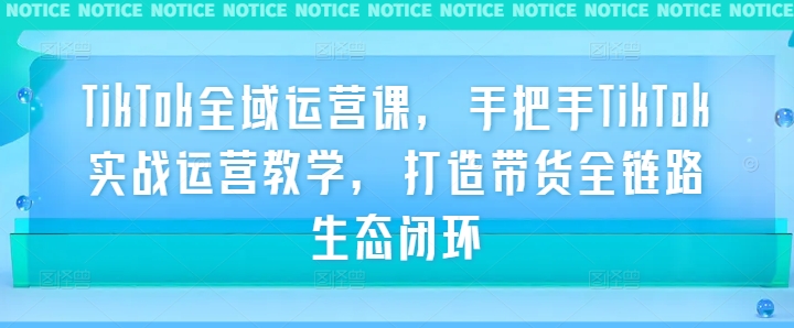 TikTok全域运营课，手把手TikTok实战运营教学，打造带货全链路生态闭环,速发云资源网