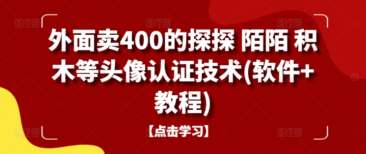 外面卖400的探探 陌陌 积木等头像认证技术(软件+教程),速发云资源网