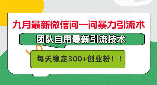 九月最新微信问一问暴力引流术，团队自用引流术，每天稳定300+创…,速发云资源网