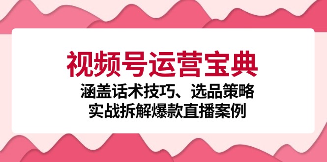 （12808期）视频号运营宝典：涵盖话术技巧、选品策略、实战拆解爆款直播案例,速发云资源网