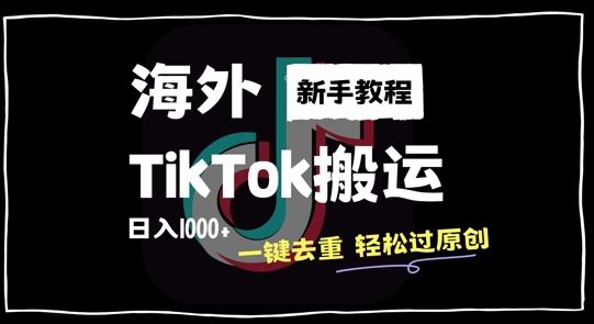2024最新海外TikTok搬运玩法，一键去重轻松过原创，新手无经验也能日入1k【揭秘】,速发云资源网