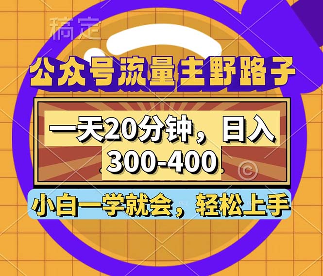 （12866期）公众号流量主野路子玩法，一天20分钟，日入300~400，小白一学就会,速发云资源网
