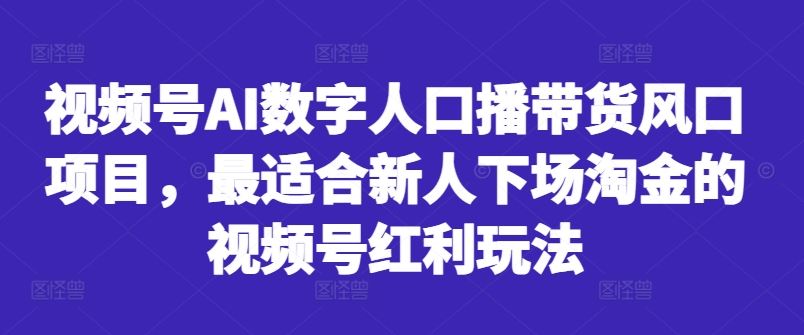 视频号AI数字人口播带货风口项目，最适合新人下场淘金的视频号红利玩法,速发云资源网
