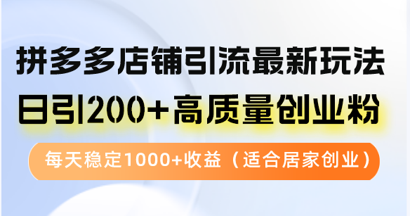 （12893期）拼多多店铺引流最新玩法，日引200+高质量创业粉，每天稳定1000+收益（…,速发云资源网