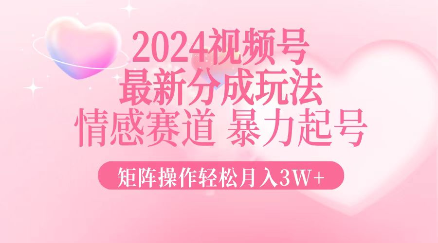 （12922期）2024最新视频号分成玩法，情感赛道，暴力起号，矩阵操作轻松月入3W+,速发云资源网
