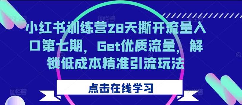 小红书训练营28天撕开流量入口第七期，Get优质流量，解锁低成本精准引流玩法,速发云资源网