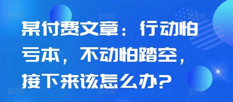某付费文章：行动怕亏本，不动怕踏空，接下来该怎么办?,速发云资源网