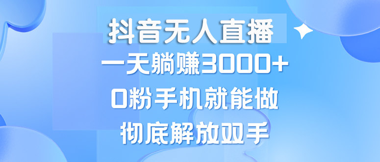 （13038期）抖音无人直播，一天躺赚3000+，0粉手机就能做，新手小白均可操作,速发云资源网