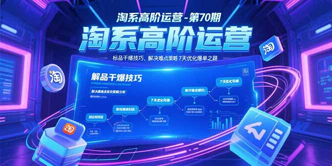 淘系高阶运营-第70期，标品干爆技巧，解决难点策略，大佬操盘方法,速发云资源网