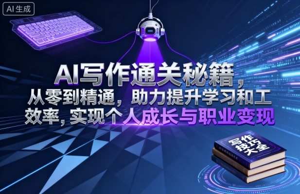 AI写作通关秘籍，从零到精通，助力提升学习和工作效率，实现个人成长与职业变现,速发云资源网