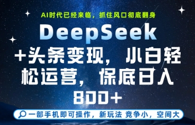 DeepSeek+头条变现，保姆级教学，小白轻松上手，日入8张+【揭秘】,速发云资源网