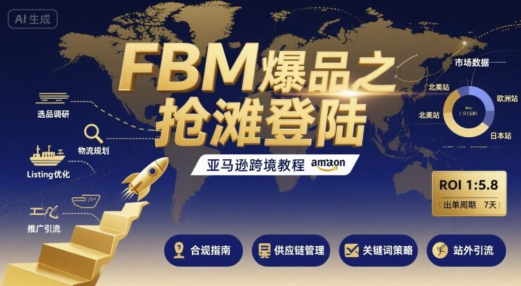 FBM爆品之抢滩登陆-亚马逊跨境教程,速发云资源网