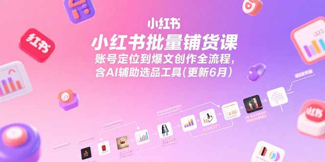 小红书批量铺货课，账号定位到爆文创作全流程，含AI辅助选品工具(更新6月,速发云资源网