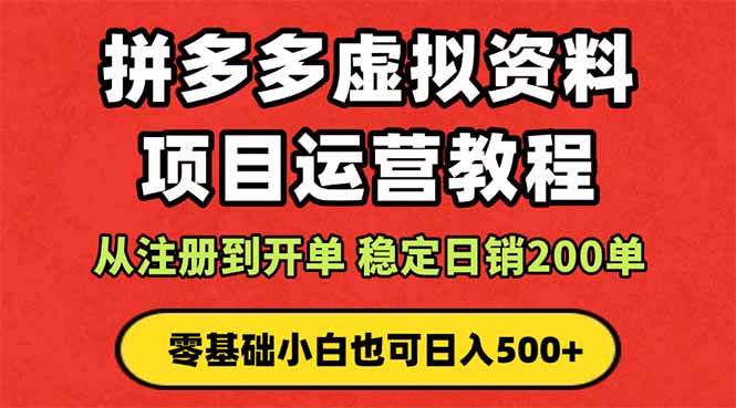 拼多多开店运营课程： 蓝海变现玩法，轻松实现睡后收入 零基础小白也可…,速发云资源网