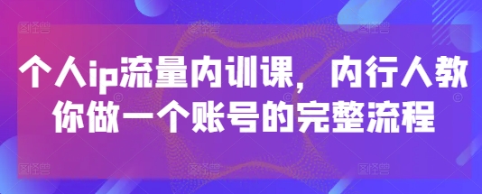 个人ip流量内训课，内行人教你做一个账号的完整流程,速发云资源网