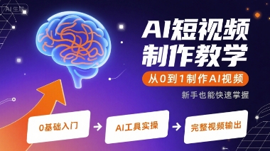 AI短视频制作教学，从0到1制作AI视频,速发云资源网