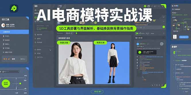 AI电商模特实战课，SD工具部署与界面解析，基础换装换背景操作指南,速发云资源网