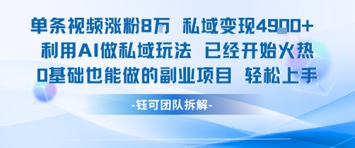 单条视频私域变现4.9k+利用AI做私域玩法 已经开始火热0基础也能做的副业项目轻松上手,速发云资源网
