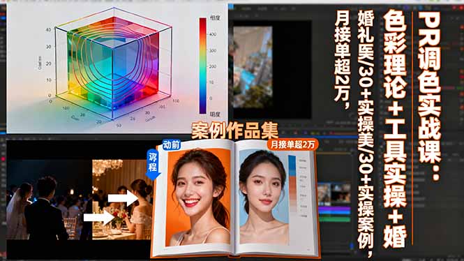 PR调色实战课：色彩理论+工具实操+婚礼医美/30+实操案例，月接单超2万,速发云资源网