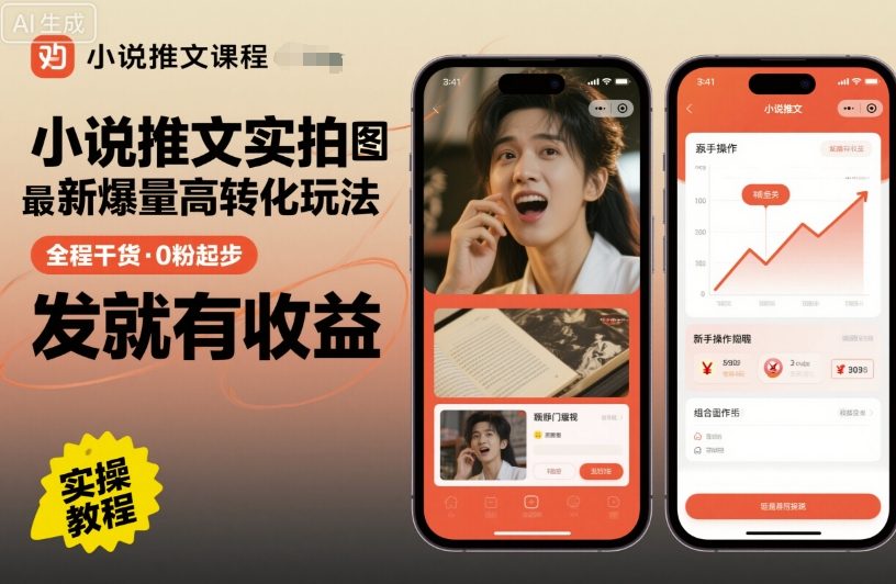 小说推文实拍双图文最新爆量高转化玩法，全程干货，0粉起步，发就有收益,速发云资源网